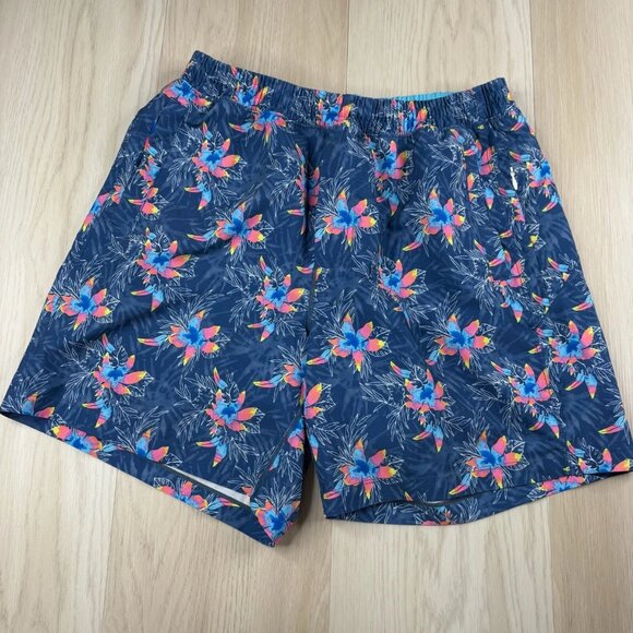 Briddogs Mens Navy Blue Elastic Waist Floral Classic Gym Athletic Shorts Size XL - Picture 1 of 9